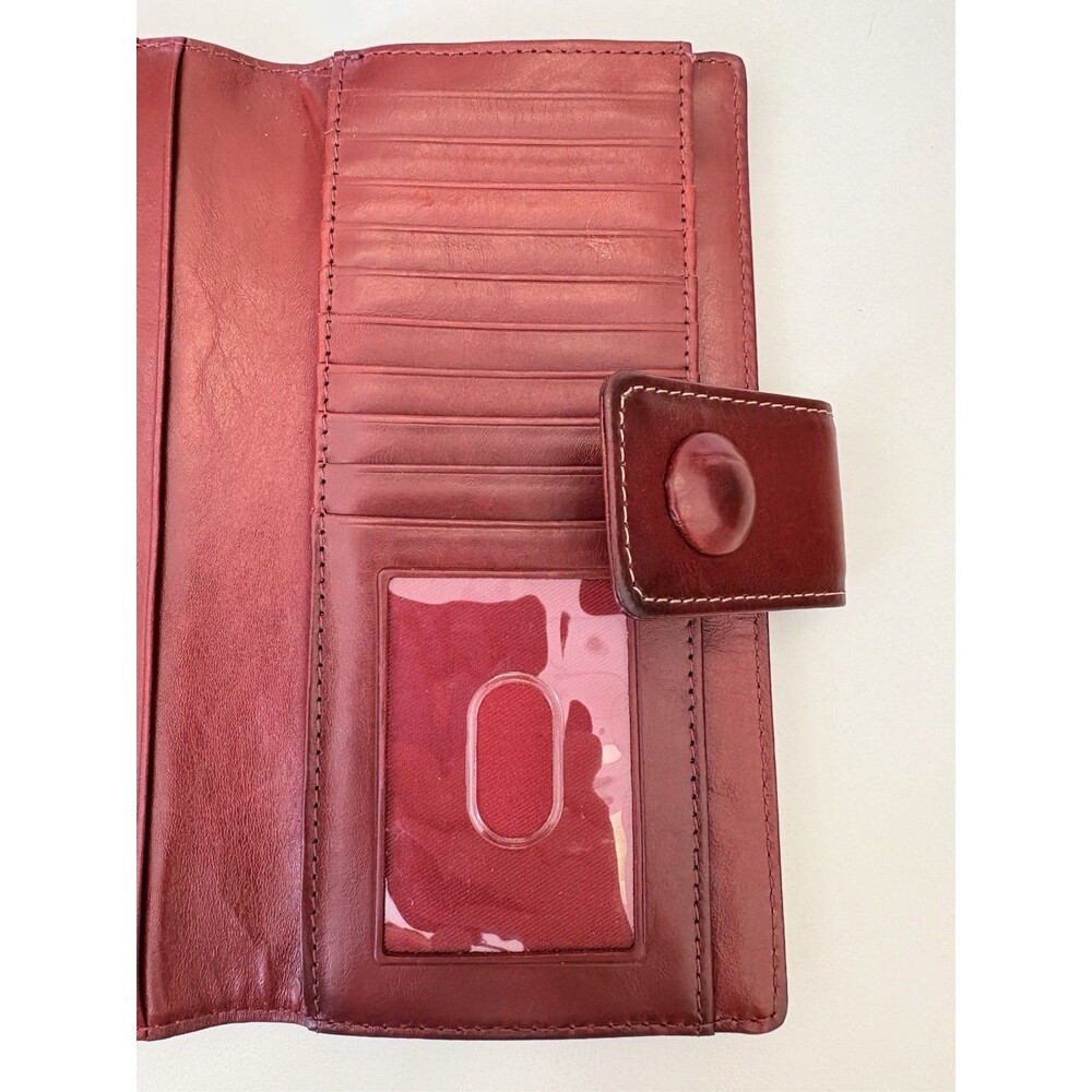 Clarks Genuine Leather Long Wallet Organizer Red Checkbook Vintage 90's Y2K - Picture 5 of 12